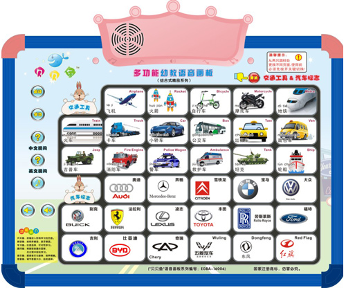 貝貝貝魚(yú)多功能幼教學(xué)習(xí)交通工具和汽車標(biāo)志畫(huà)板
