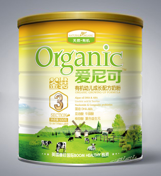 愛尼可金裝有機(jī)幼兒成長配方奶粉3段500g