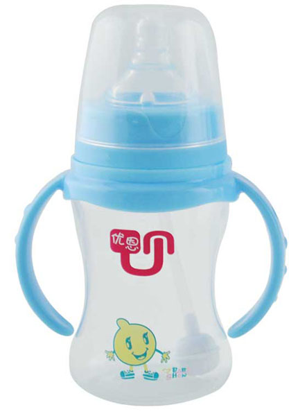 優(yōu)恩藍(lán)色寬口PP奶瓶180ml