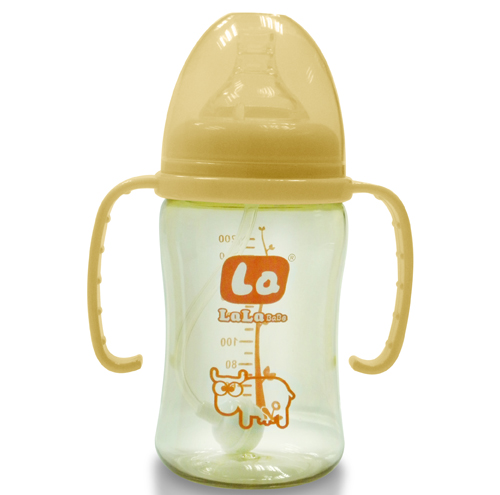 樂(lè)樂(lè)寶貝帶炳吸管嬰幼兒奶瓶