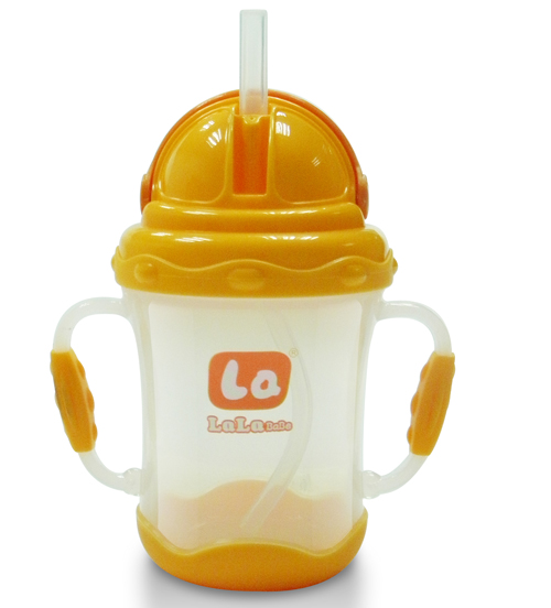 樂樂寶貝帶炳吸管學(xué)飲杯黃色