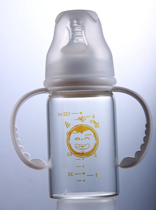 樂哈哈標(biāo)口直形120毫升晶鉆玻璃奶瓶