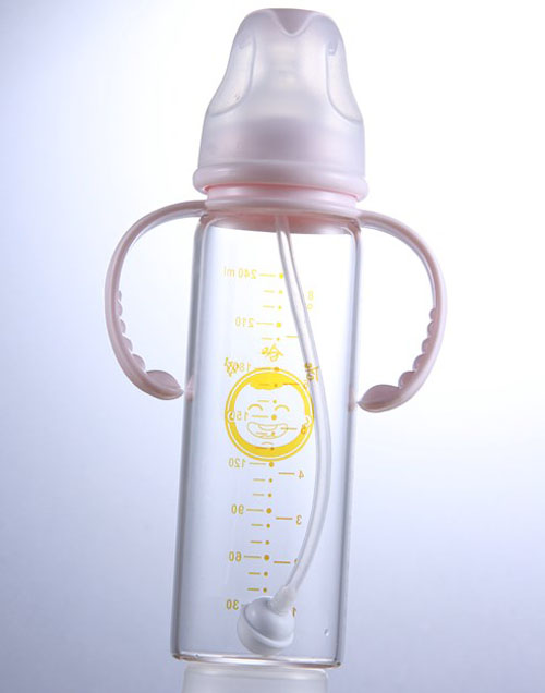 樂(lè)哈哈標(biāo)口直形240毫升晶鉆玻璃奶瓶