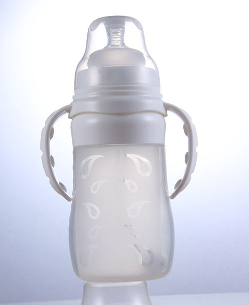 樂哈哈寬口弧型300毫升硅膠奶瓶