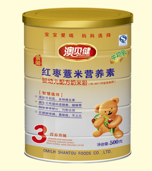 澳貝健紅棗薏米營養(yǎng)素奶米粉3段聽裝