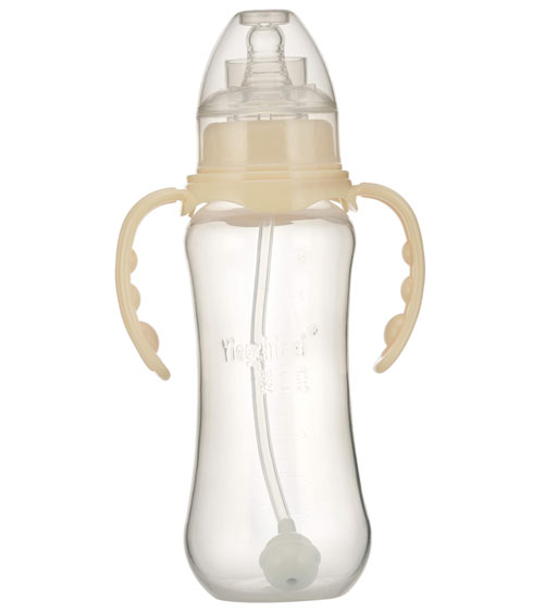 嬰之美標口自動雙耳圓弧PP奶瓶300ML乳白色
