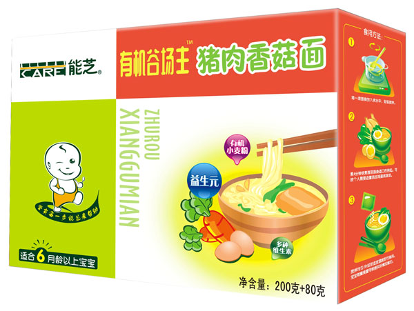 能芝有機(jī)谷場(chǎng)主豬肉香菇面