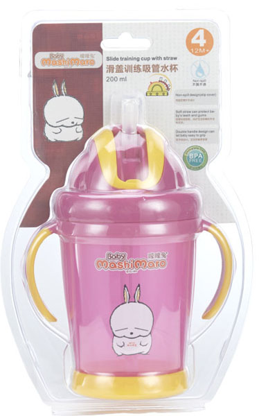 矇矇兔紫色滑蓋訓(xùn)練吸管杯