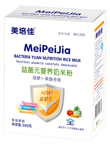 美培佳胡蘿卜果蔬多維益菌元營養(yǎng)奶米粉盒裝