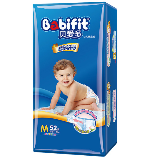 貝愛(ài)多超柔極薄紙尿褲M(mǎn)碼52片大包裝