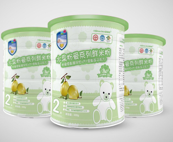 澳澳熊粉愛(ài)雪梨蓮子配方鮮米粉2段