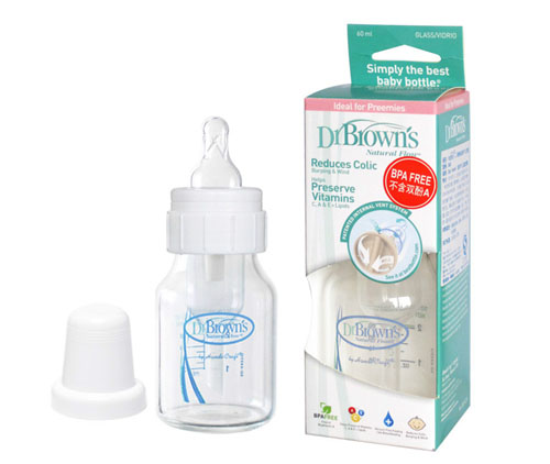 布朗博士2安士標(biāo)準(zhǔn)玻璃奶瓶(配早產(chǎn)兒奶嘴) 60ml