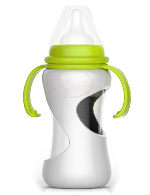 拍拍手防摔玻璃奶瓶綠色