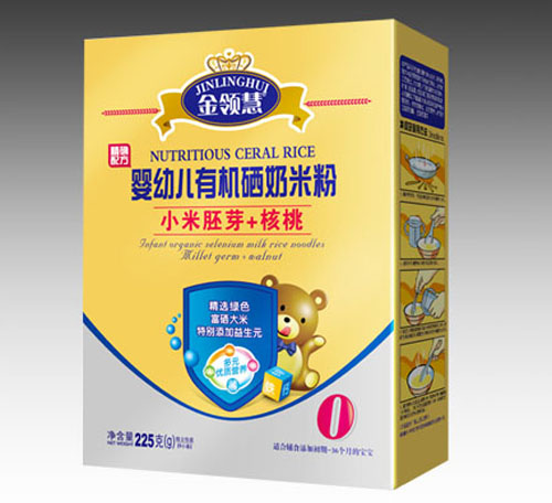 金領(lǐng)慧小米胚芽+核桃嬰幼兒有機硒米粉0段盒裝