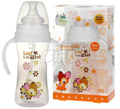 迪士尼寶寶寬口徑手柄自動(dòng)吸管奶瓶230ml