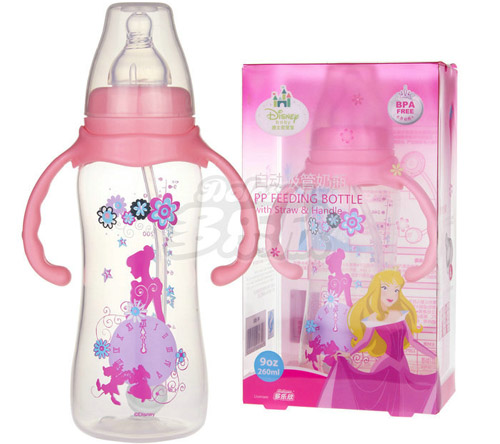 迪士尼寶寶標(biāo)口徑自動吸管PP奶瓶(大號)260ml