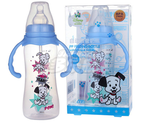 迪士尼寶寶標(biāo)口徑手柄自動吸管奶瓶(大號)260ml