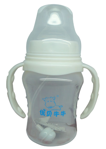 優(yōu)貝牛牛白色寬口雙柄全自動PP奶瓶210ml