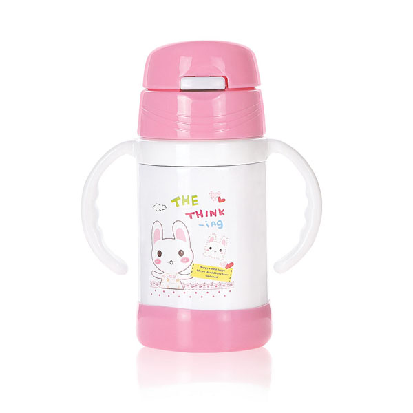 貝樂(lè)嘉粉色可愛(ài)卡通保溫水壺