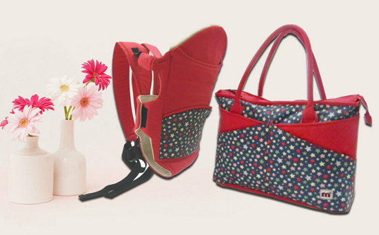 摩絲黛媽咪三合一紅色輕便式腰凳背帶