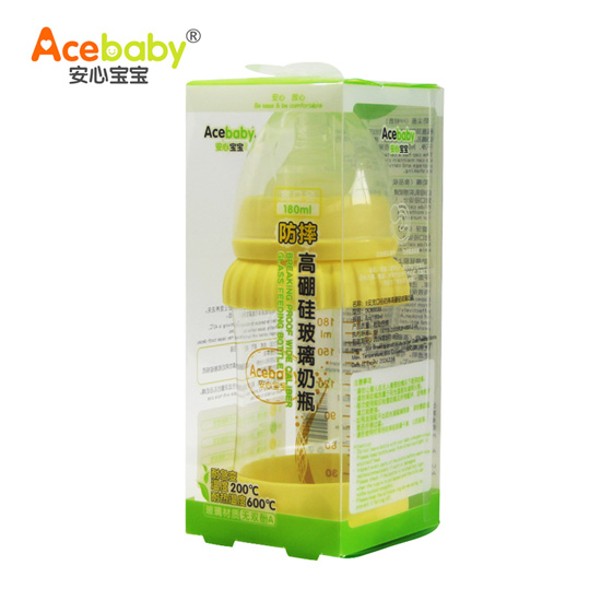 安心寶寶180ml高硼硅玻璃奶瓶黃色盒裝