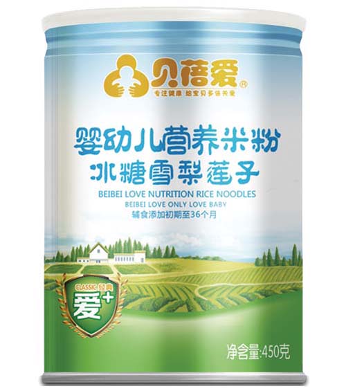 貝蓓愛(ài)嬰幼兒冰糖雪梨蓮子米粉聽(tīng)裝