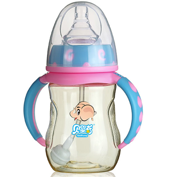 貝嬰奇帶柄雙色奶瓶