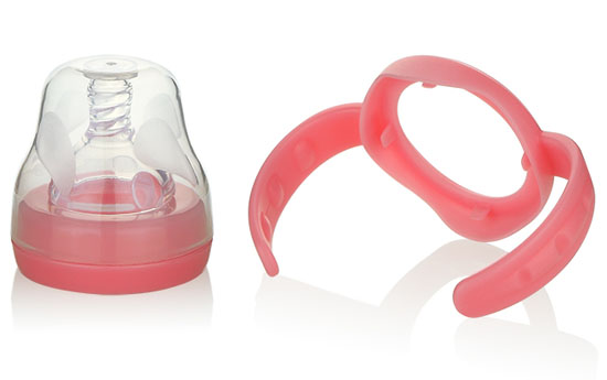 貝嬰奇寬口手柄牙蓋組粉色