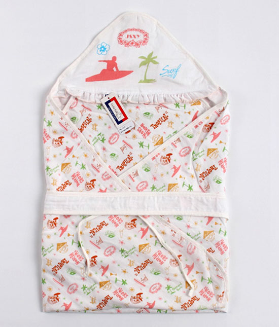 金色小魚純棉雙層紗布抱毯