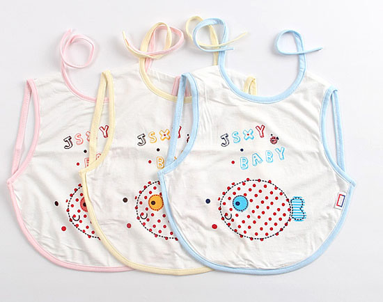 金色小魚單面麻塞爾纖維小號(hào)口水圍(三條裝)