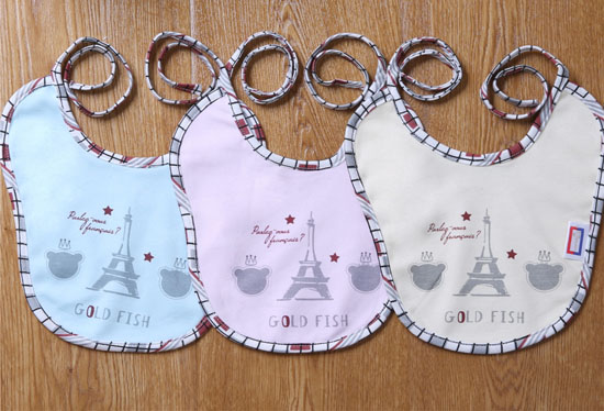 金色小魚(yú)雙面竹纖維素色口水圍