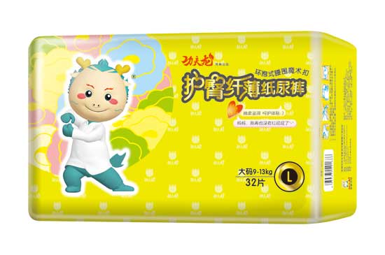 功夫龍護(hù)臀纖薄紙尿褲黃色L碼32片