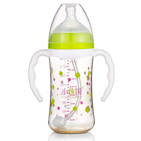 小孩國(guó)寬口時(shí)尚自動(dòng)PPSU安全奶瓶260M青色