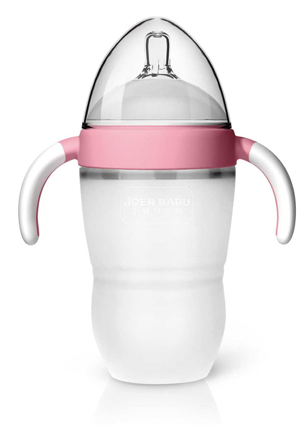 小袋鼠巴布小蜜桃硅膠奶瓶260ml粉色