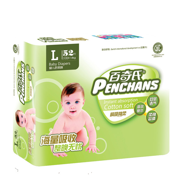 百奇氏大包裝瞬吸棉柔尿褲L52