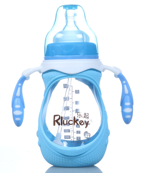 樂(lè)起240ml防摔玻璃奶瓶藍(lán)色