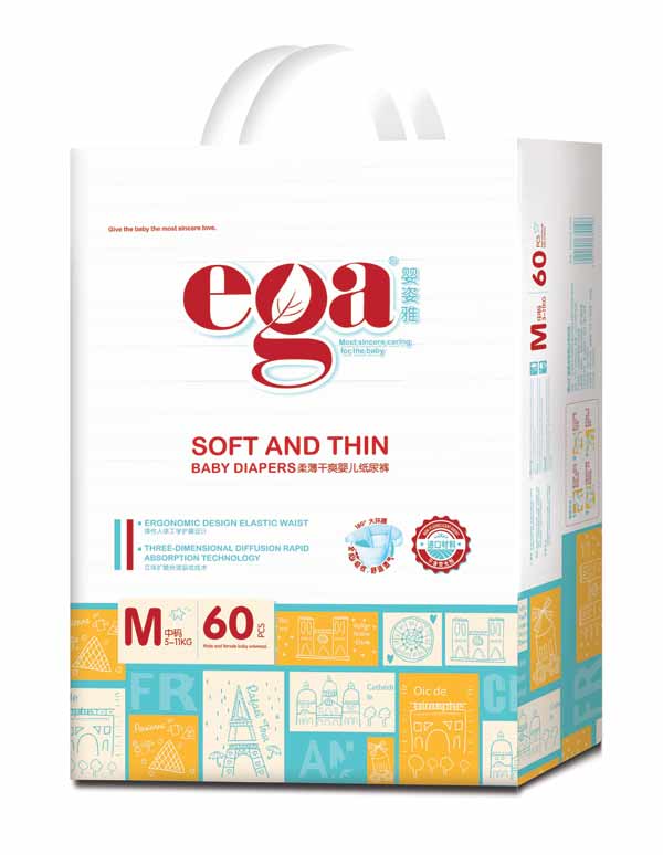 嬰姿雅柔薄干爽嬰兒紙尿褲大包M60片(藍)