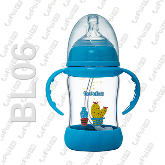 樂陪嬰幼兒玻璃奶瓶藍