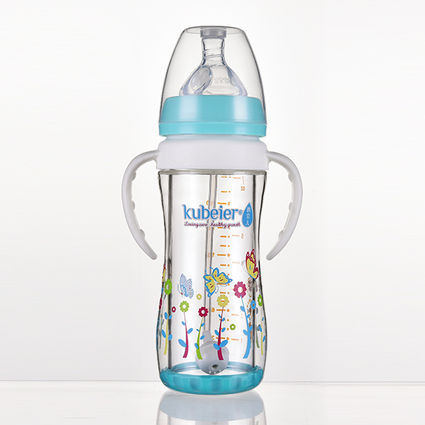 酷貝兒安寬口PP保護(hù)套高硼硅玻璃有耳自動奶瓶(220ml)(帶PC保護(hù)套)