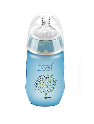 愛(ài)貝爾企鵝型初生寶寶玻璃感溫奶瓶260ML