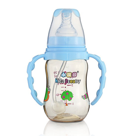 小孩國(guó)初生標(biāo)口弧形自動(dòng)PPSU安全奶瓶120ML藍(lán)色