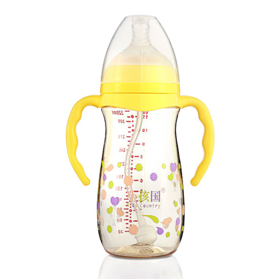 小孩國(guó)寬口香檳自動(dòng)PPSU安全奶瓶320ML黃色