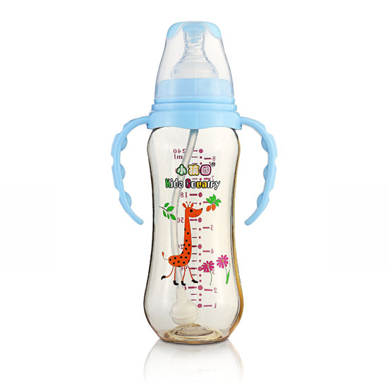 小孩國(guó)標(biāo)口弧形自動(dòng)PPSU安全奶瓶240ML藍(lán)色