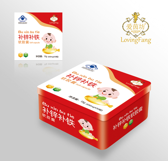愛(ài)茵坊補(bǔ)鋅補(bǔ)鐵軟膠囊鐵盒裝