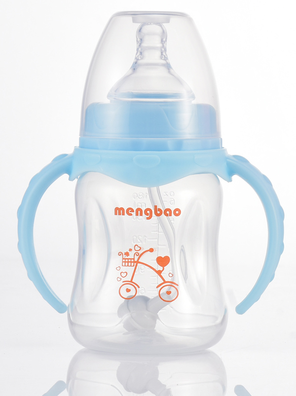 盟寶寬口PP奶瓶-藍(lán)色