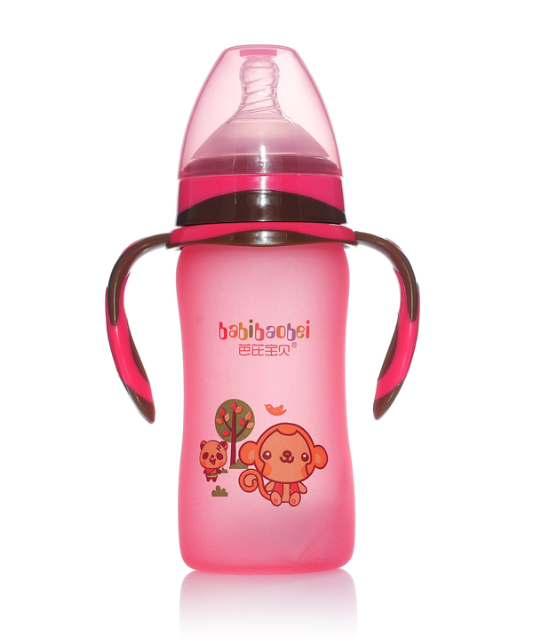 芭芘寶貝高硼硅包膠玻璃奶瓶紅色
