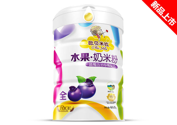 歐貝米拉水果奶米粉鐵聽-藍(lán)莓五谷雜糧配方