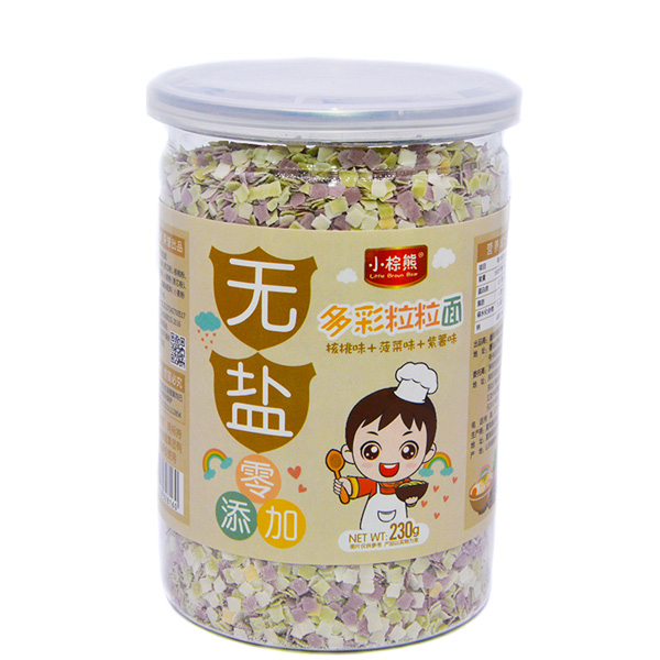 小棕熊無鹽多彩粒粒面核桃味+菠菜味+紫薯味