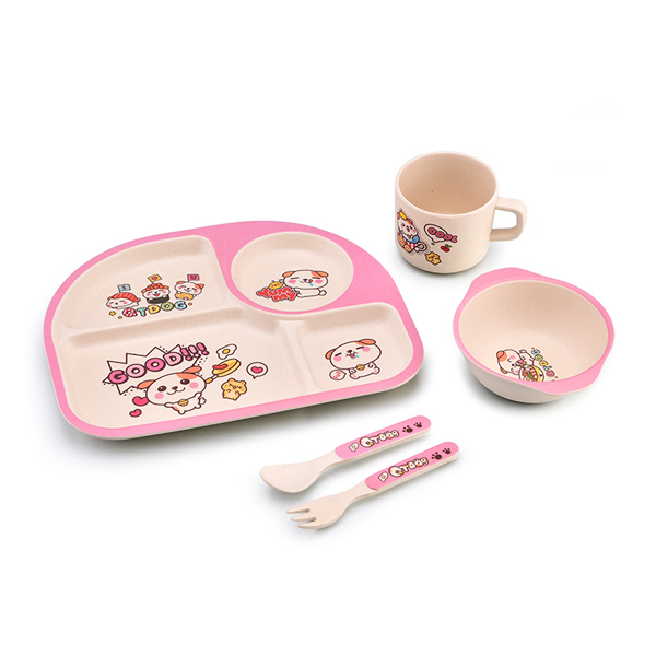 邦貝小象兒童餐盤(pán)方盤(pán)-秋田君粉色