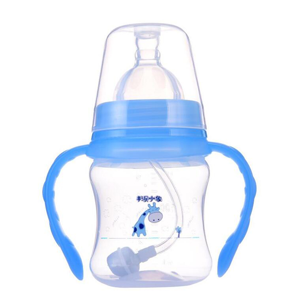 邦貝小象吸管奶瓶藍色